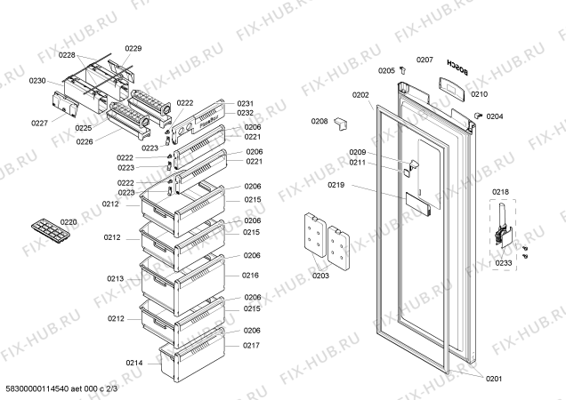 Взрыв-схема холодильника Bosch GSP40A30 - Схема узла 02