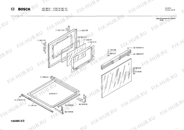 Взрыв-схема плиты (духовки) Bosch 0750141092 HEE683N - Схема узла 03