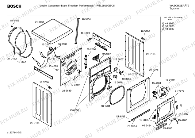 Взрыв-схема сушильной машины Bosch WTL6508GB Logixx Condenser Maxx Freedom Performanc - Схема узла 02