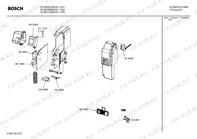 Схема №2 B1RKI09002 silence с изображением Передняя часть корпуса для сплит-системы Bosch 00217496