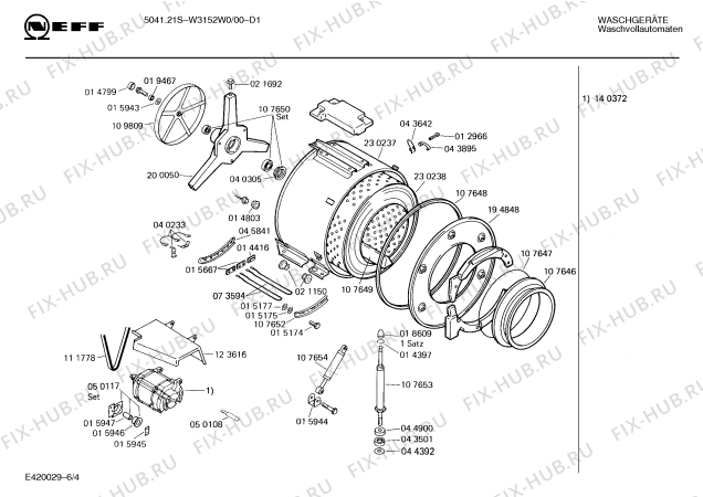 Взрыв-схема стиральной машины Neff W3152W0 5041.21S - Схема узла 04