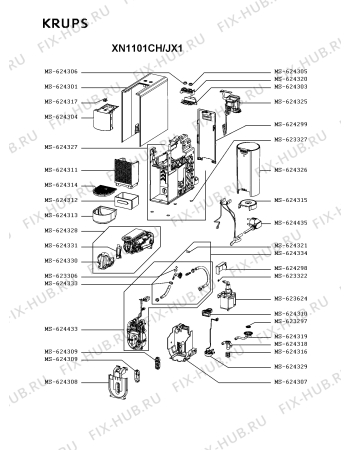 Схема №1 XN110140/JX1 с изображением Термостат для электрокофеварки Krups MS-624433