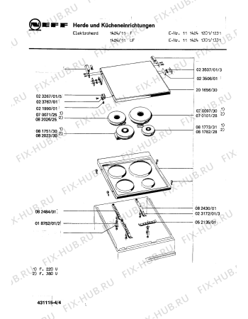 Взрыв-схема плиты (духовки) Neff 1114241331 1424/11UF - Схема узла 04