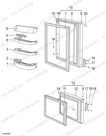 Взрыв-схема холодильника Zanussi ZRB326WO - Схема узла Door 003