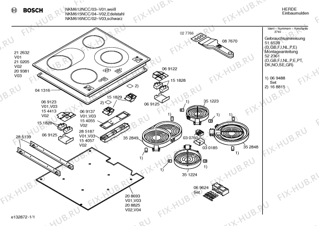 Схема №1 NKM612NCC с изображением Стеклокерамика для плиты (духовки) Bosch 00212632