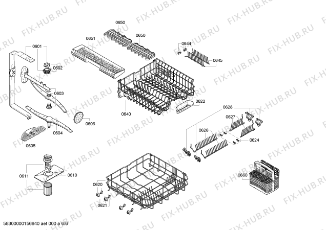 Взрыв-схема посудомоечной машины Bosch SMS53M56FF - Схема узла 06