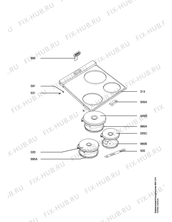 Взрыв-схема плиты (духовки) Aeg 1032F-EW    CH - Схема узла Section1
