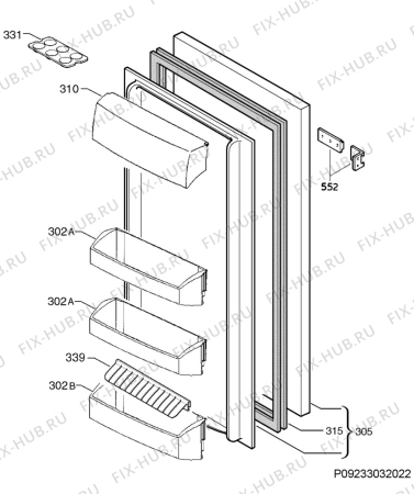 Взрыв-схема холодильника Zanussi ZBA19020SV - Схема узла Door 003