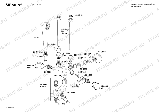 Схема №1 BZ12010 с изображением Ручка для бойлера Siemens 00030633