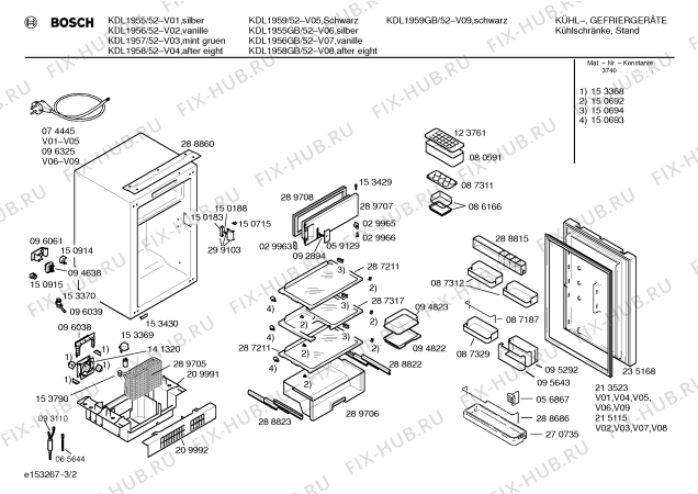 Схема №3 KDL1958 с изображением Шарнир для холодильной камеры Bosch 00266738