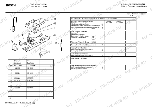 Взрыв-схема холодильника Bosch GTL1520 - Схема узла 02