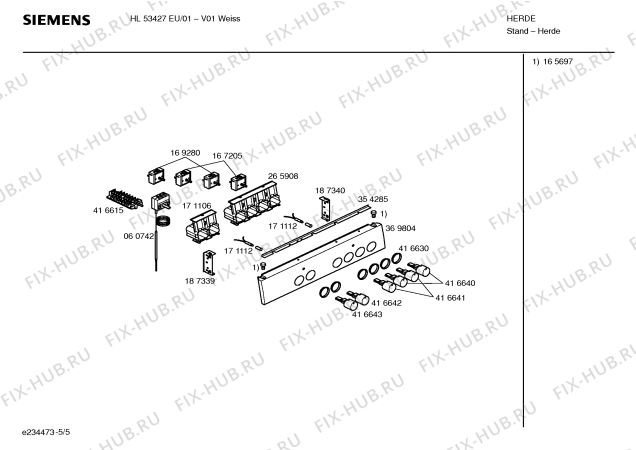 Взрыв-схема плиты (духовки) Siemens HL53427EU - Схема узла 05