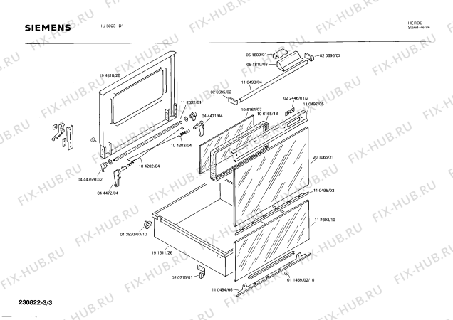 Взрыв-схема плиты (духовки) Siemens HU5023 - Схема узла 03