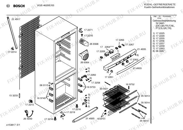 Схема №2 KGS4620IE с изображением Переключатель для холодильной камеры Bosch 00172263