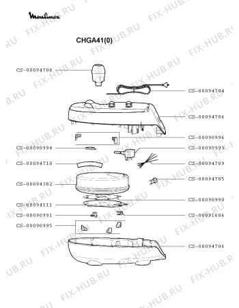 Взрыв-схема утюга (парогенератора) Moulinex CHGA41(0) - Схема узла OP002727.6P2