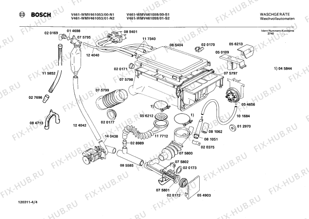 Взрыв-схема стиральной машины Bosch WMV461053 V461 - Схема узла 04