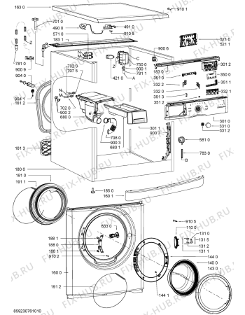 Схема №1 WA PLUS 624 SD с изображением Модуль (плата) для стиральной машины Whirlpool 481010417371