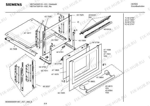 Взрыв-схема плиты (духовки) Siemens HB754750F - Схема узла 04