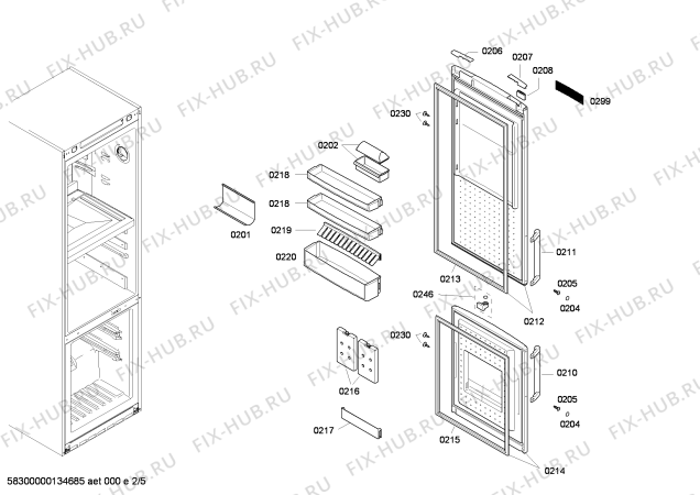 Схема №4 KGF79E92 с изображением Дверь для холодильника Bosch 00247453