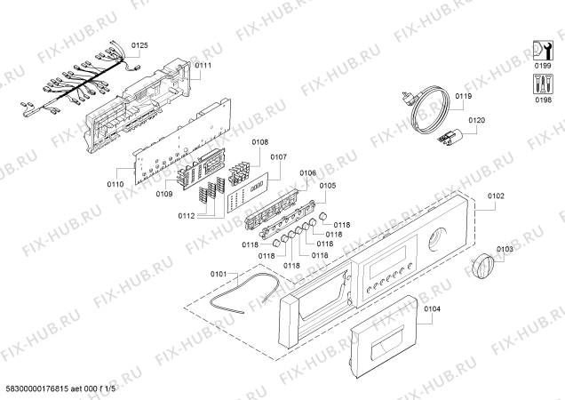Схема №3 V6540X1 с изображением Панель управления для стиральной машины Bosch 00701490