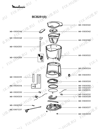 Взрыв-схема кофеварки (кофемашины) Moulinex BCB251(0) - Схема узла VP002411.5P2