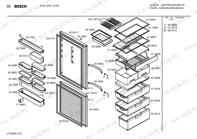 Схема №1 KGU4020NE с изображением Модуль управления для холодильной камеры Bosch 00481028