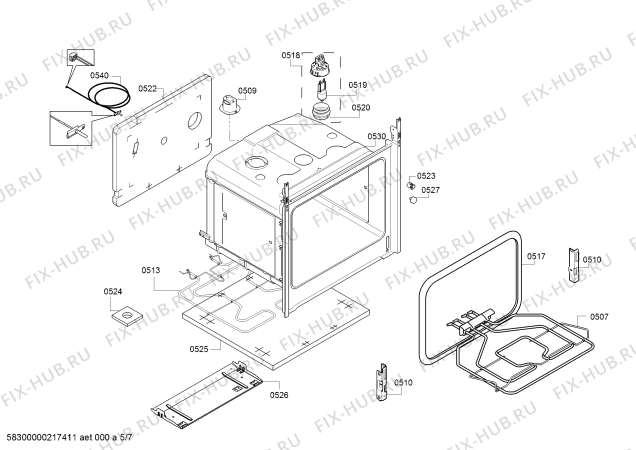 Взрыв-схема плиты (духовки) Bosch HXA050F50Q - Схема узла 05