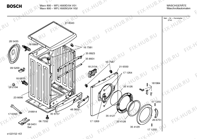 Взрыв-схема стиральной машины Bosch WFL1600ID Maxx800 - Схема узла 02