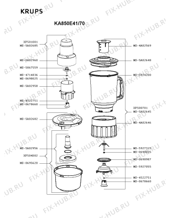 Взрыв-схема кухонного комбайна Krups KA850E41/70 - Схема узла XP003156.9P3