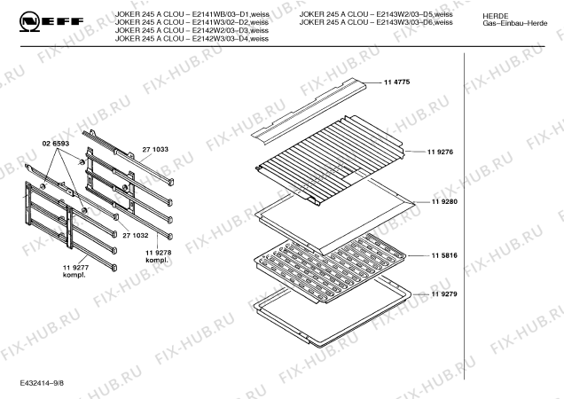 Взрыв-схема плиты (духовки) Neff E2142W3 JOKER 245 A CLOU - Схема узла 09