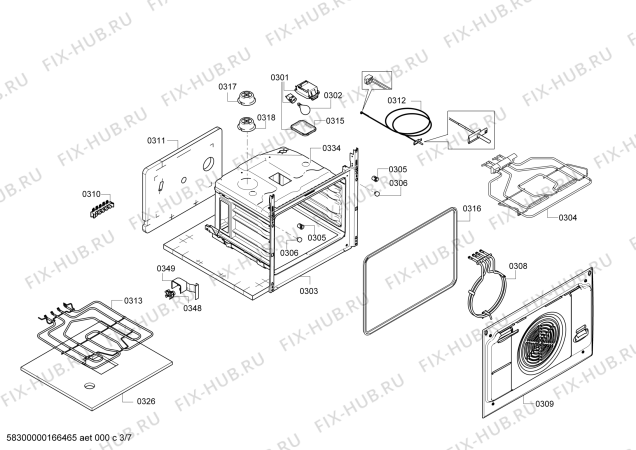 Взрыв-схема плиты (духовки) Siemens HC858543U - Схема узла 03