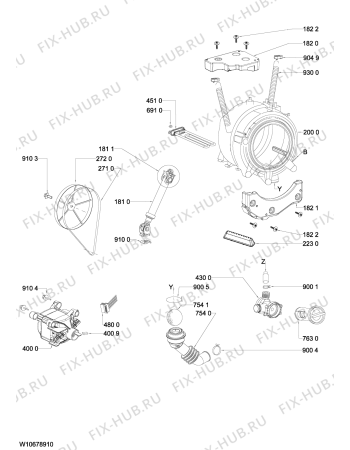 Схема №2 AWOD 7431 с изображением Обшивка для стиралки Whirlpool 481010557332