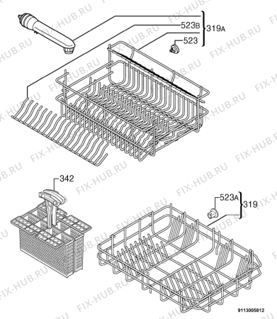 Взрыв-схема посудомоечной машины Zanussi DA4152 - Схема узла Basket 160
