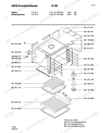 Взрыв-схема плиты (духовки) Aeg COMP. 515B-W GB - Схема узла Section1