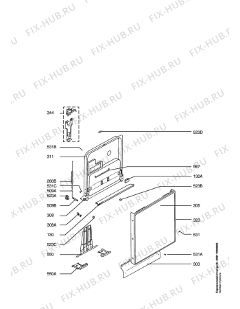 Взрыв-схема посудомоечной машины Aeg FAV80870W - Схема узла Door 003