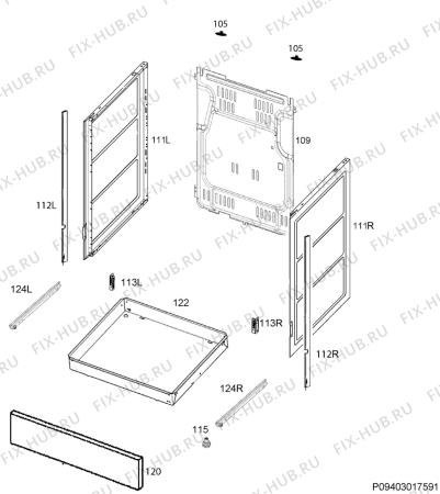 Взрыв-схема плиты (духовки) Electrolux EKC54350OW - Схема узла Housing 001