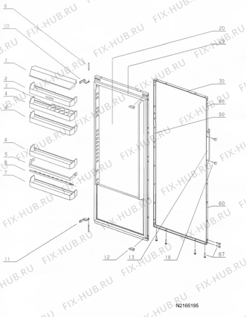 Взрыв-схема холодильника Electrolux EK28010REWS - Схема узла Door 003