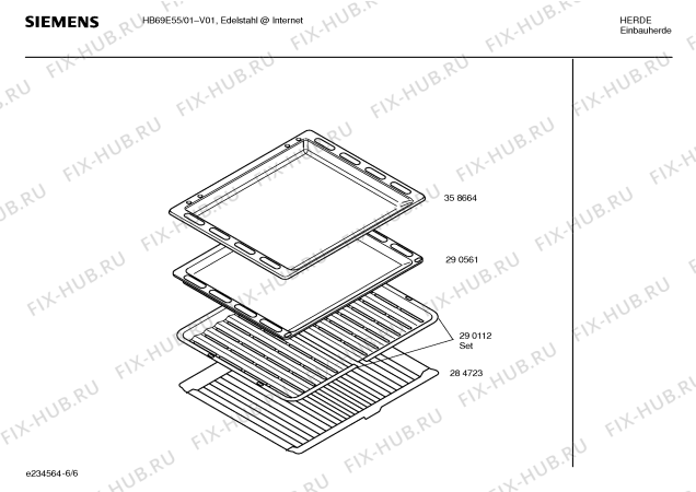 Взрыв-схема плиты (духовки) Siemens HB69E55 - Схема узла 06