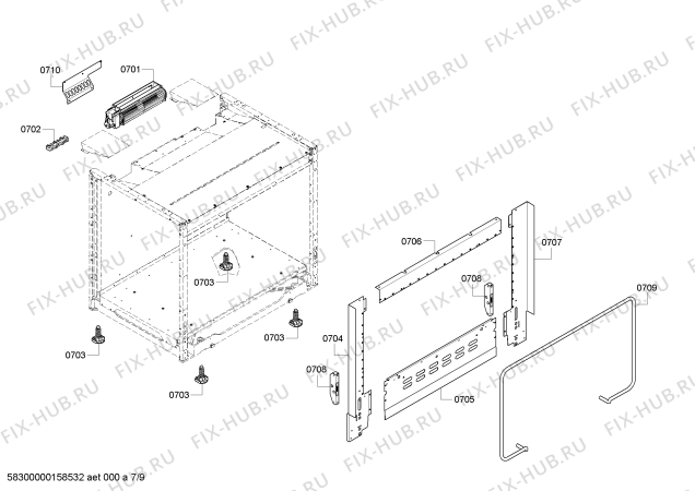 Схема №7 PRD366GHU с изображением Крепежный набор для плиты (духовки) Bosch 00657018