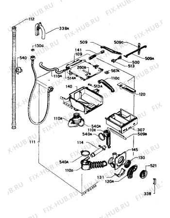 Взрыв-схема стиральной машины Zanussi ZF1100PX - Схема узла Water equipment