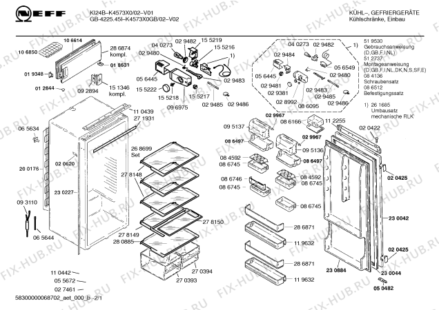 Схема №2 K4573X0 с изображением Дюза для холодильной камеры Bosch 00156216