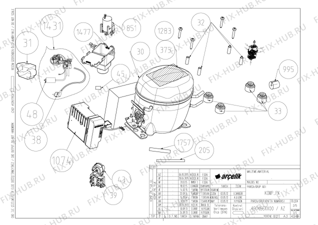 Взрыв-схема холодильника Beko GNE134751X (7269948783) - COMPRESOR_ASSY