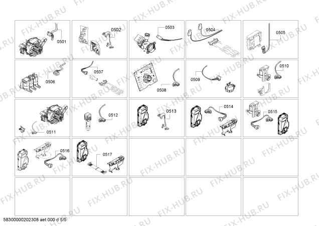 Взрыв-схема стиральной машины Bosch WAU287500W - Схема узла 05