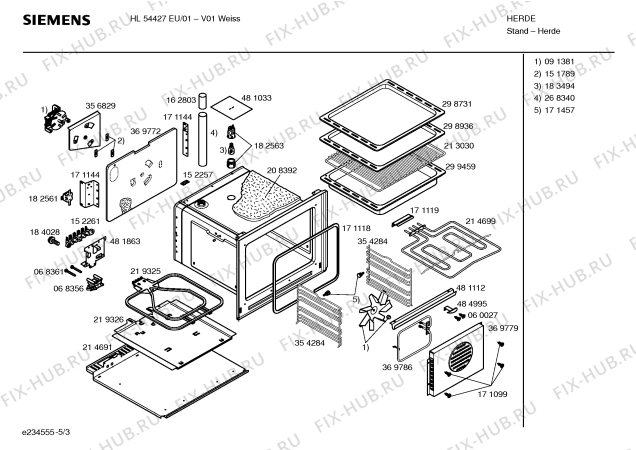 Схема №4 HL54427EU с изображением Инструкция по эксплуатации для духового шкафа Siemens 00584821
