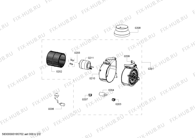 Взрыв-схема вытяжки Bosch DWB098G50I Bosch - Схема узла 02