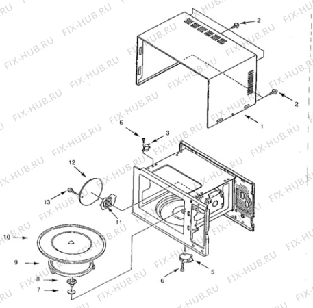 Взрыв-схема микроволновой печи Electrolux EMM2361 - Схема узла Oven body
