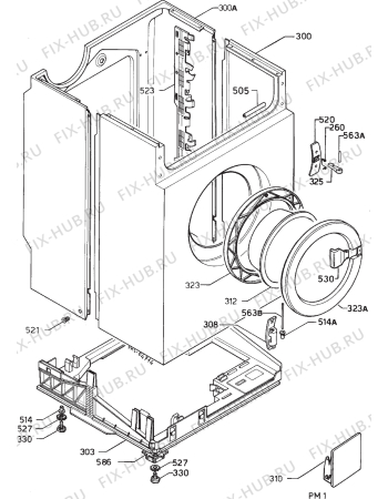 Взрыв-схема стиральной машины Zanussi FL1011C - Схема узла Cabinet + armatures