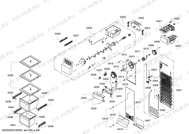 Взрыв-схема холодильника Bosch KAN60A45 - Схема узла 04
