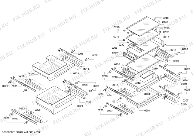 Схема №3 K8315X0RU с изображением Стеклопанель для холодильника Bosch 00677109
