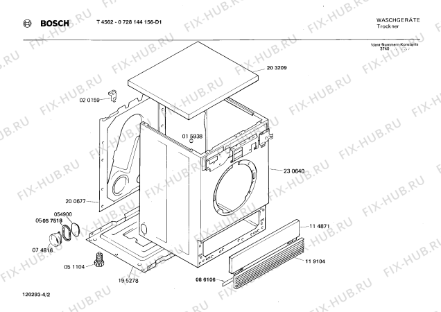 Взрыв-схема сушильной машины Bosch 0728144156 T4562 - Схема узла 02